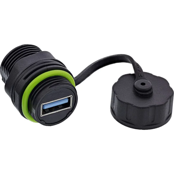 InLine® USB-A-Kabelkupplung, mini, IP68, geschirmt, 2x USB-A Buchse
