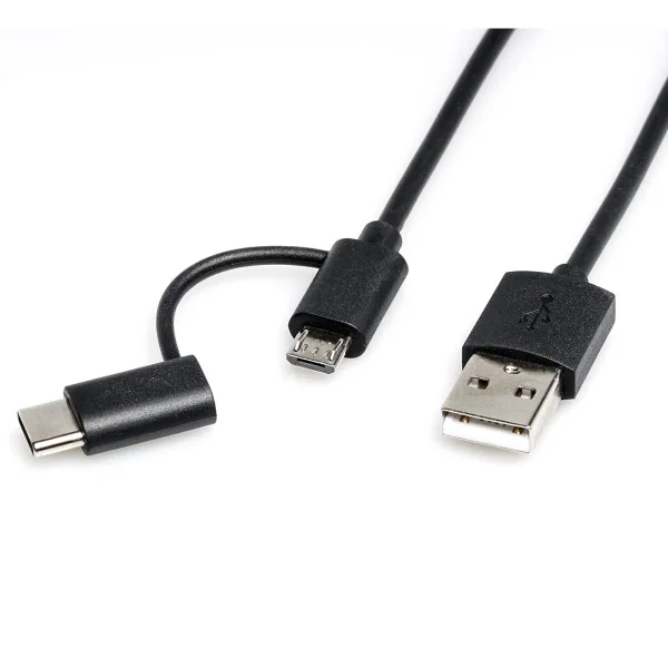 ROLINE USB 2.0 Sync- & Ladekabel Typ A - Typ C / Micro B, schwarz, 1 m