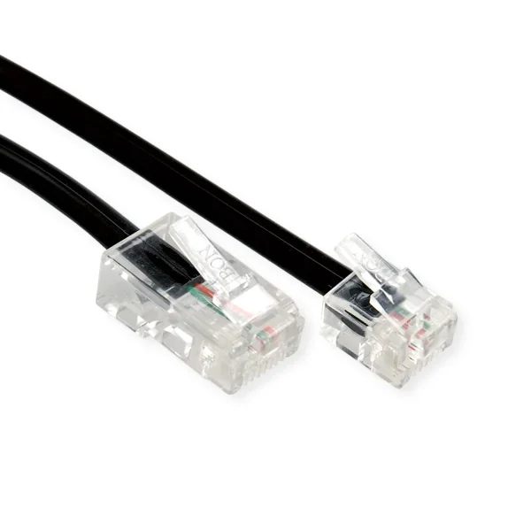 Telefonkabel RJ11 (6P2C) - RJ45 (8P2C), schwarz, 5 m