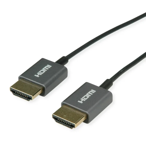 ROLINE 8K HDMI Ultra HD Kabel mit Ethernet, ST/ST, ultra-slim, koaxial, schwarz, 1,5 m