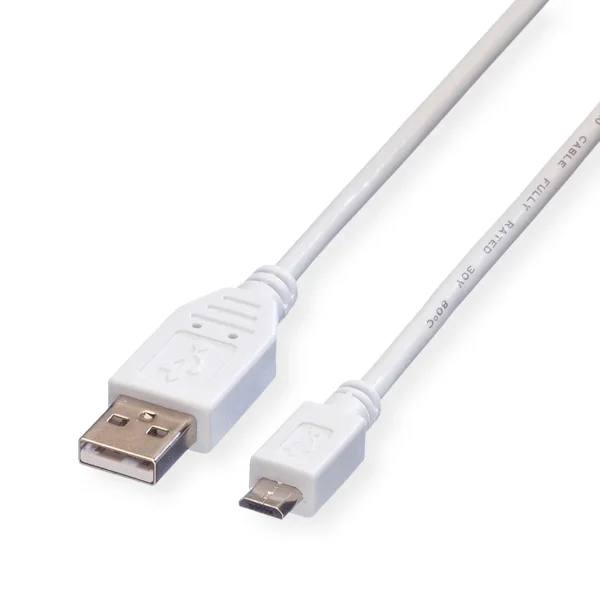 VALUE USB 2.0 Kabel, USB A ST - Micro USB B ST, weiß, 0,15 m