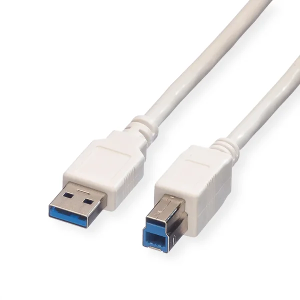 VALUE USB 3.2 Gen 1 Kabel, Typ A-B, weiß, 0,8 m