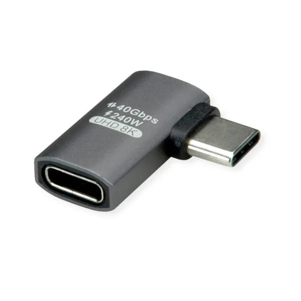 ROLINE USB4 Gen 3x2 Adapter Typ C ST/BU, Aluminium, 90°, flach, silberfarben