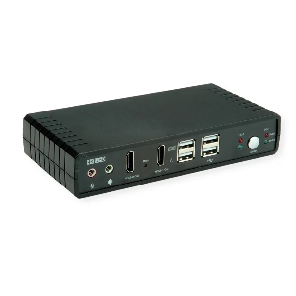 ROLINE KVM-Audio-Switch Dual Head HDMI 4K60, 1 User - 2 PC