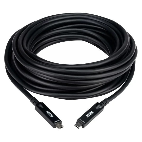 ATEN UE3410F aktives optisches Ultra HD-Kabel mit USB-C, schwarz, 10 m