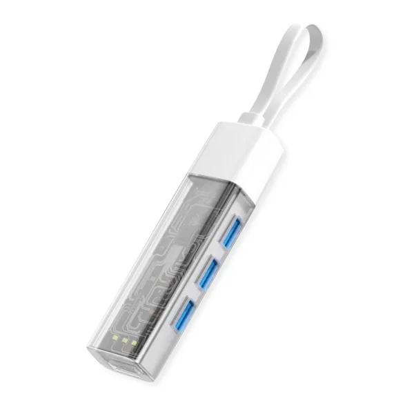 ROLINE Mobiler USB 3.2 Gen 1 Hub, 4fach, Typ A+C Anschlusskabel