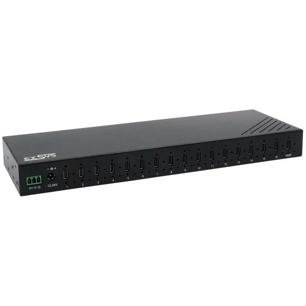 EXSYS EX-12276HMS 16-Port USB 3.2 Gen 2 Metall HUB, mit 16x C-Anschlüsse
