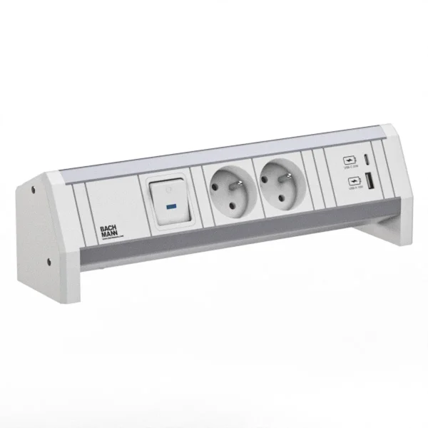 BACHMANN DESK 2xUTE 1xUSB A/C 22W 1xSchalter GST18 RAL9010