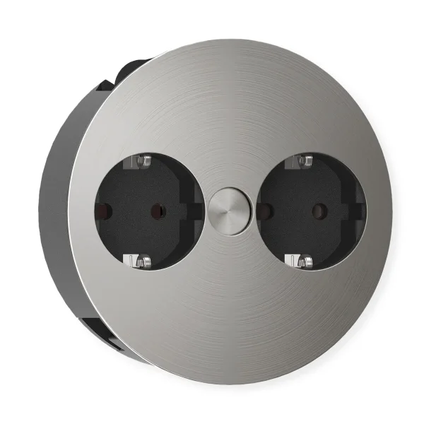 BACHMANN TWIST 2S 2x Schutzkontakt, Schutzkontakt-Montagestecker, Edelstahl, 2 m