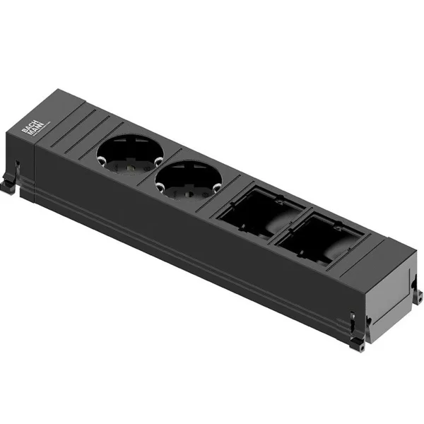 BACHMANN POWER FRAME Medium 2x Schutzkontakt 2x ABD Kunststoffprofil, schwarz