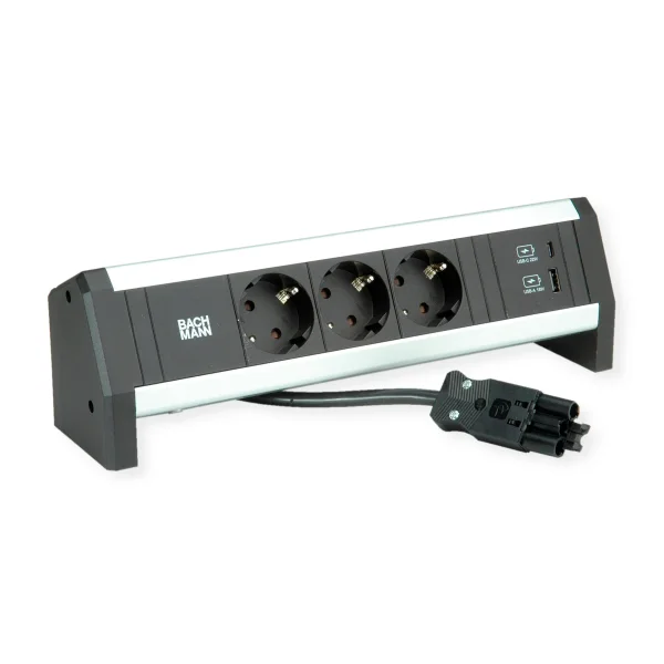 BACHMANN Desk1 3x Schutzkontakt, USB-Charger, GST18 0,2m