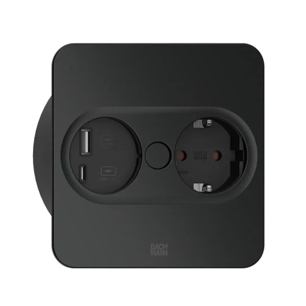 BACHMANN TWIST 2 1xCEE7/3 1xUSB A/C 22W 2,0m AEH RAL9005 30GE eckig