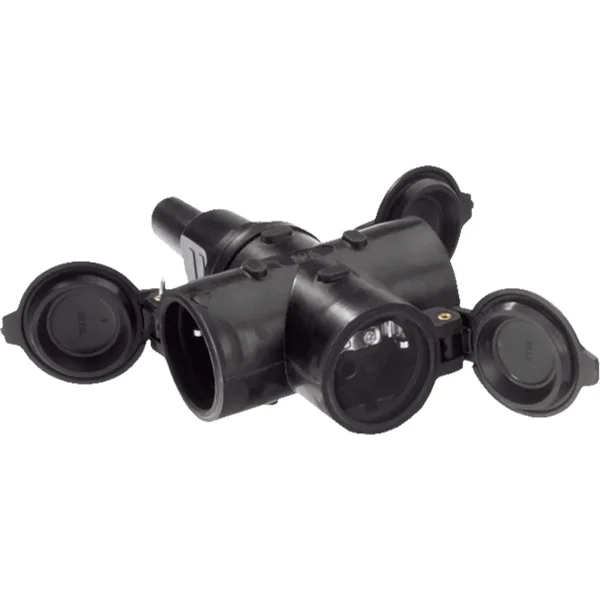 BACHMANN Vollgummi-Schutzkontakt, 3x Kupplung schwarz montierbar