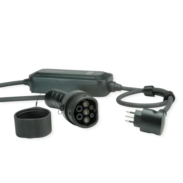 ROLINE Tragbares E-Auto Ladegerät, CEI23-50 (IT, Typ-L) & Typ2 Stecker, 1-phasig, Mode 2, 16 A, 3,6 kW, 5 m