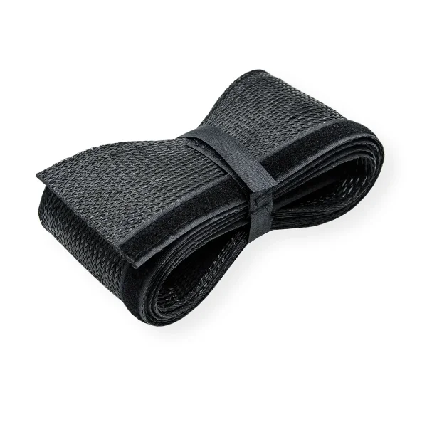 ROLINE PVC Gewebeschlauch für Kabelbündelung, mit Klettband, schwarz, 2,5 m