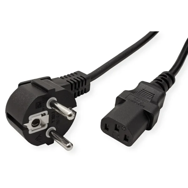 VALUE Netzkabel, CEE7/7-Stecker & IEC-Buchse gerade, schwarz, 5 m