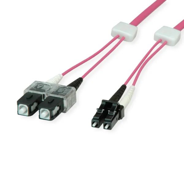 EasyLan LWL-LED-Patchkabel duplex 50/125µm OM4, LC/SC, violett, 1 m