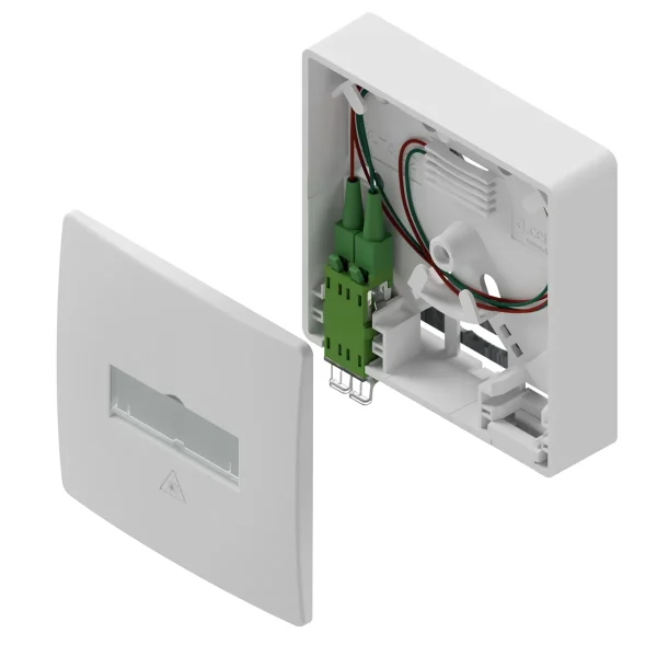 d.center® Gf-TA 42, bestückt mit 1x LCD/APC Kupplung & 2x LC/APC Pigtails, spleißfertig