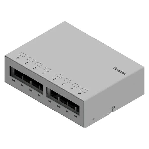 EasyLan preLink / fixLink Unterbaupanel, 8x Keystone, RAL7035