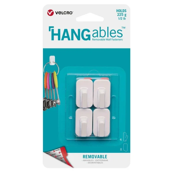 VELCRO® HANGables Mikro-Klebe-Haken 225g, 4 St. wiederablösbar, weiß