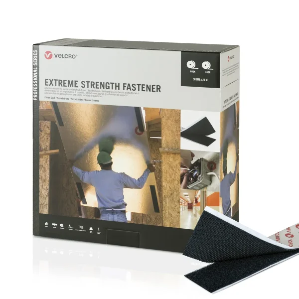 VELCRO® Extreme Strength Fastener 25m Hakenband 25m Flauschband, Haken & Flausch 50mm schwarz
