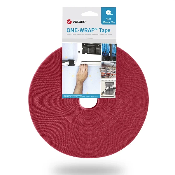 VELCRO® One Wrap® Band 20 mm breit, rot, 25 m