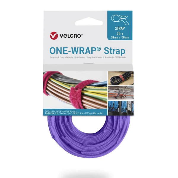 VELCRO® One Wrap® Strap 13mm x 200mm, 25 Stück, violett