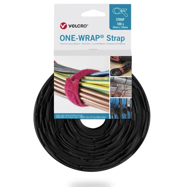 VELCRO® One Wrap® Strap 20mm x 330mm, 100 Stück, schwarz