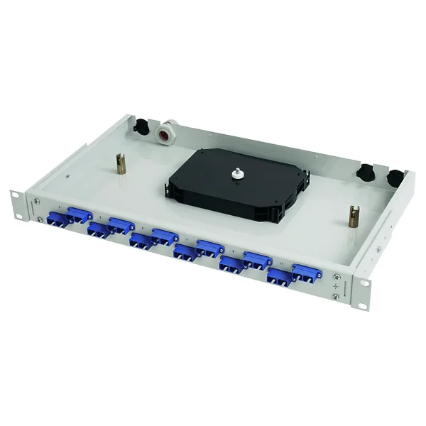 TELEGÄRTNER 19" LWL-Rangierverteiler BASIS V 1HE, m. 6xLC Dpl.Kupplg. Metall/türkis, mont.