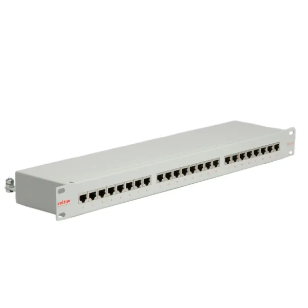 ROLINE 19-Zoll-Patchpanel 1 HE, 24 Ports, Cat.5e (Class D), grau