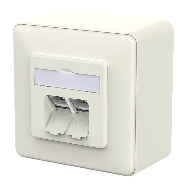 METZ CONNECT E-DAT C6A LSA++ Dose, 2 Port, AP, reinweiß