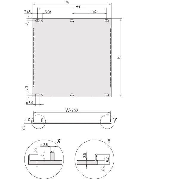 SCHROFF Frontplatten, U-Profil, schirmbar, U-FRONTPL.EMC 3HE 63TE M.PIN