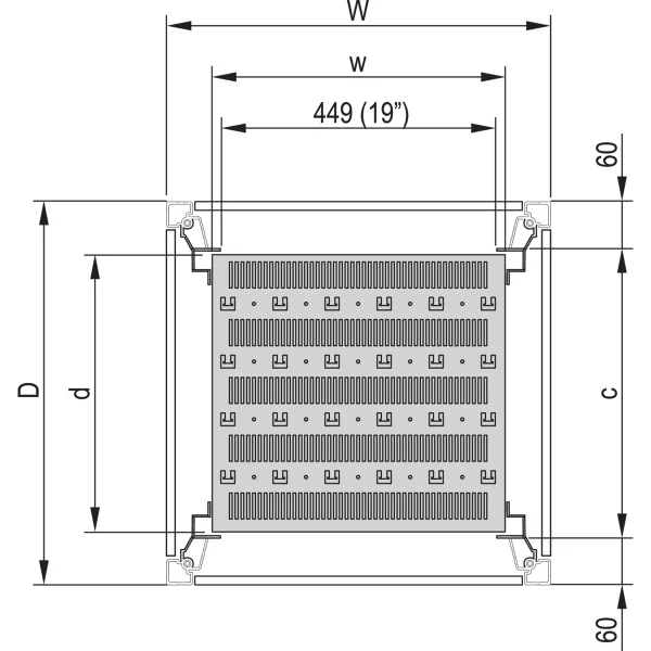 SCHROFF 19"-Fachboden, stationär, 75 kg - 19" FACHB.STAT.600B 900T 7021