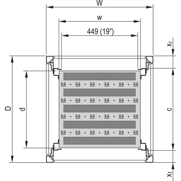 SCHROFF 19"-Fachboden, stationär, 75 kg - 19" FACHB.STAT.600B 500T 7021