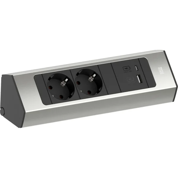 BACHMANN CASIA 2 2xCEE7/3 1xUSB A/C 22W 2,0m AEH Edelstahl-Optik