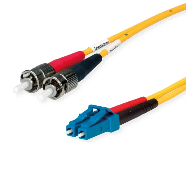 TELEGÄRTNER Duplex-Adapterkabel 9/125 OS2, 2x ST Stecker, 1x LC Duplex Stecker, gelb, 3 m