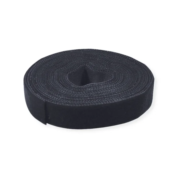 VALUE Klettband auf Rolle, 10mm, schwarz, 25 m