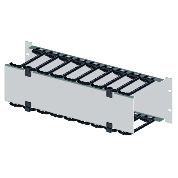 19"-Kabelmanager 2 HE mit klappbarer Blende, lichtgrau