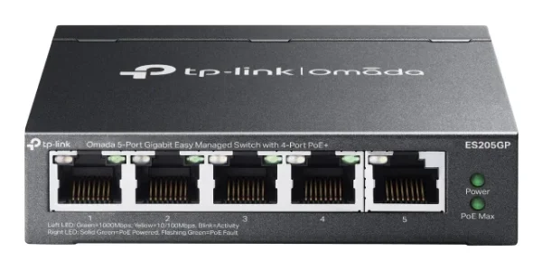 TP-Link Omada ES205G Managed Gigabit Ethernet (10/100/1000) Power over Ethernet (PoE) Schwarz