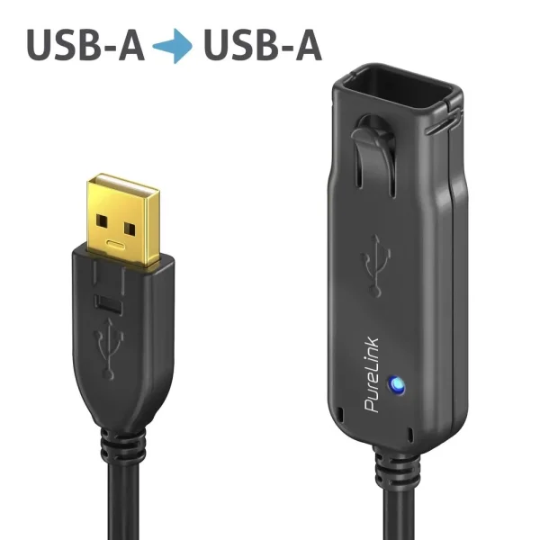Premium Active USB 2.0 USB-A Verlängerungskabel - 30.00m, schwarz