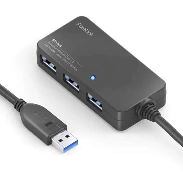 Premium Active USB v3.2 4-Port Extension Hub - 10.0m, schwarz