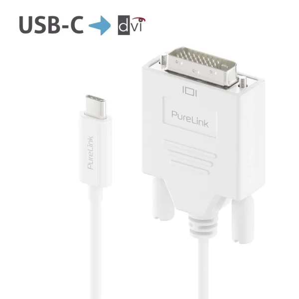 Premium Aktives 2K USB-C / DVI Kabel - 1.50m, weiß