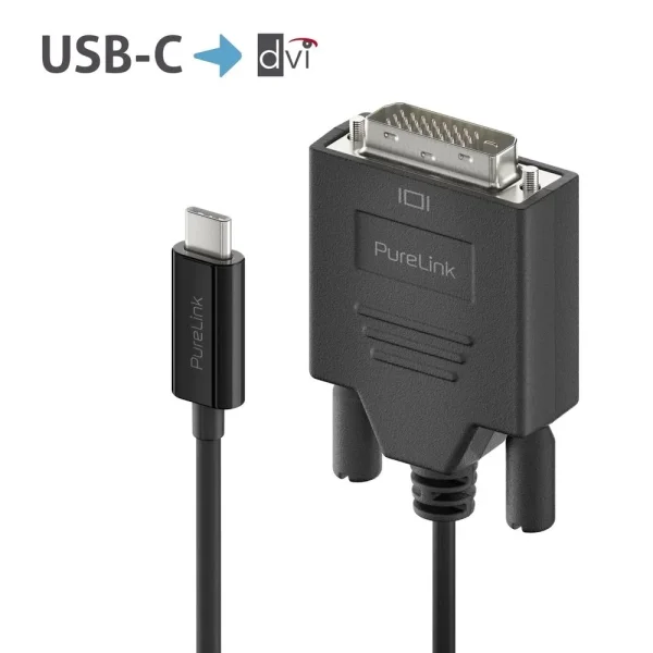 Premium Aktiv 2K USB-C / DVI Kabel - 1.00m, Schwarz