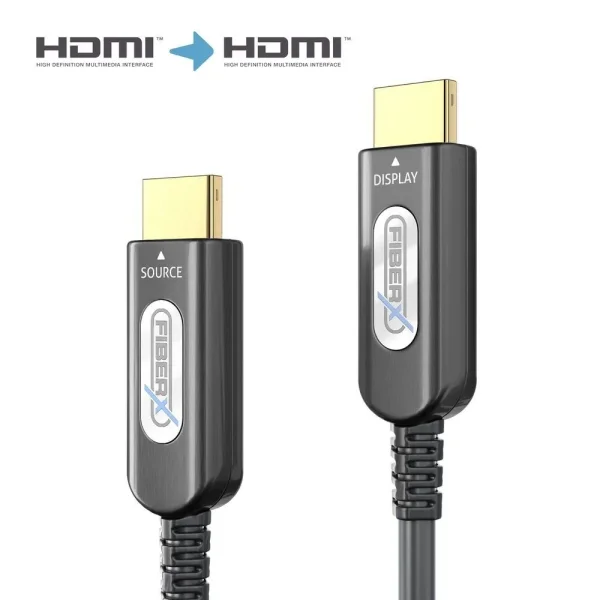 Gepanzertes 4K HDMI 2.0b Glasfaserkabel mit mobiler Spule - 70.0m, schwarz