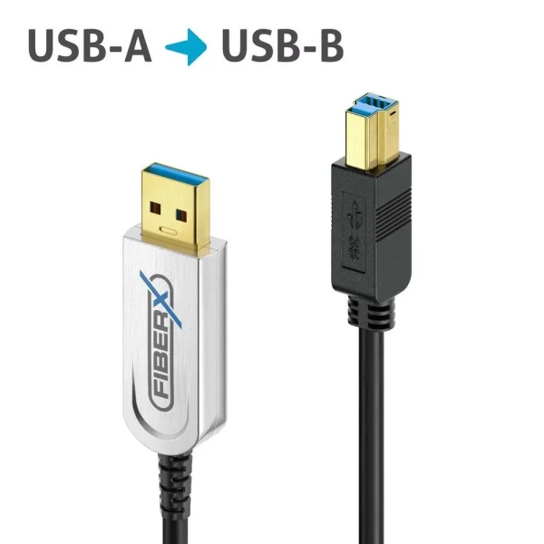 USB 3.2 Gen2x1 USB-A / USB-B AOC Glasfaserkabel, 30.0m