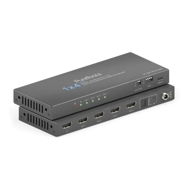 1x4 HDMI 2.1 Splitter - 48Gbps mit Scaler und Audio De-Embedding