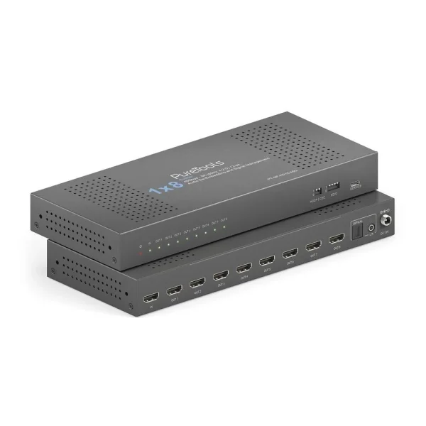 1x8 HDMI 2.1 Splitter - 48Gbps mit Scaler und Audio De-Embedding