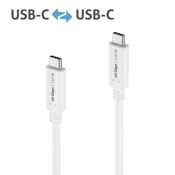 Premium USB4 Gen2x2 USB-C Kabel - 20Gbps, 240W, 4K60 - 1.50m, weiß