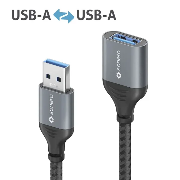 USB 3.0-Kabel - A/A-Verlängerung - Aluminium - spacegrau/schwarz - 0,50m
