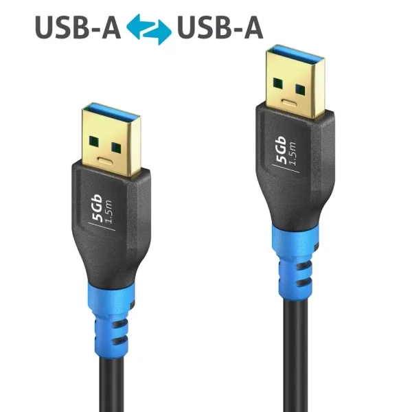 USB 3.2 Gen1 USB-A / USB-A Kabel, schwarz, 1.50m, Single Cable